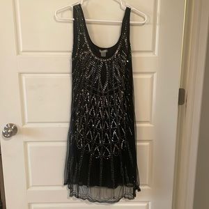 Sequined black mini dress - size M